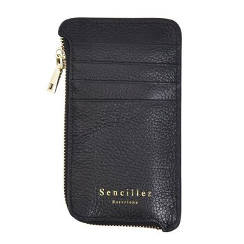 SENCILLEZ - 100% echtes Leder Portemonnaie mit RFID Schutz und 4 Kartenf&auml;chern, Schwarz