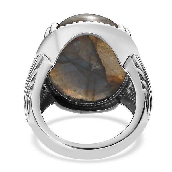 Labradorit Ring, Reiner Edelstahl (Größe 18.00) ca. 22,25 ct image number 5