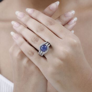 Tansanit und Zirkon Ring - 5,81 ct.