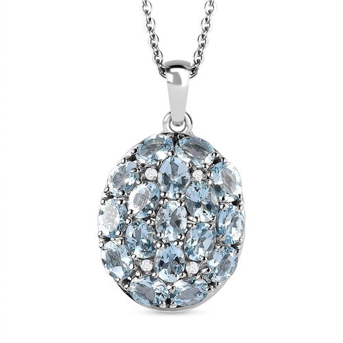 Santamaria Aquamarin und Zirkon Anhänger mit Kette, 50 cm, 2,68 ct. image number 0