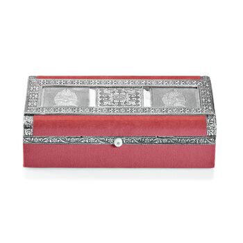 Handgefertigte, oxidierte Schmuckbox mit Eulen-Pr&auml;gung, 24,2x15x7 cm