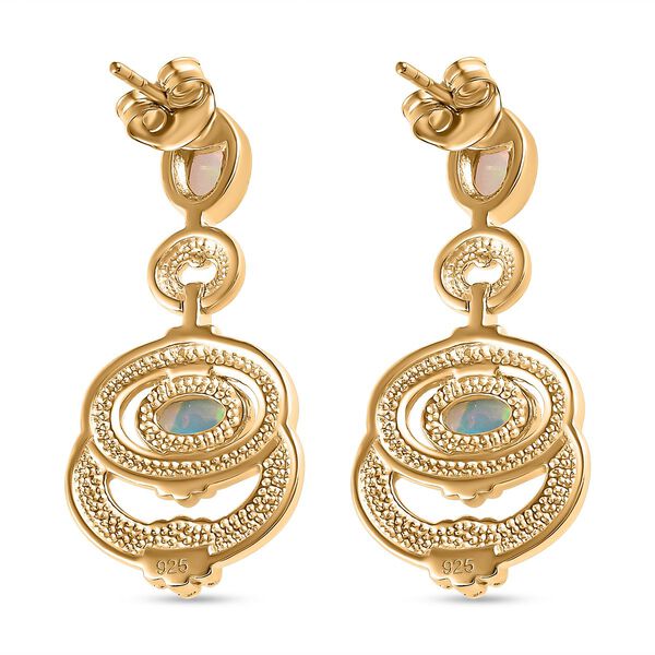 AA Natürlicher, äthiopischer Welo Opal Ohrringe 925 Silber 750 Gelbgold Vermeil ca. 1,01 ct. image number 4