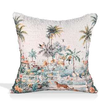 poly cortton woven digital flower printed rubbed cushion cover Size-45x45 cms Color- Multi
