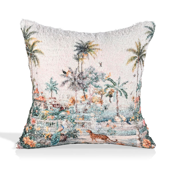 poly cortton woven digital flower printed rubbed cushion cover Size-45x45 cms Color- Multi