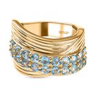 Giuseppe Perez Schweizer Blautopas, Kanchanaburi Blauer Saphir Ring 925 Silber Gelbgold Vermeil (Größe 17.00) ca. 2,16 ct