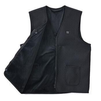 Beheizbare Weste mit Pl&uuml;schfutter, 5 Heizbereiche, 5000 mAh Powerbank, Gr&ouml;&szlig;e 2XL/3XL, Schwarz