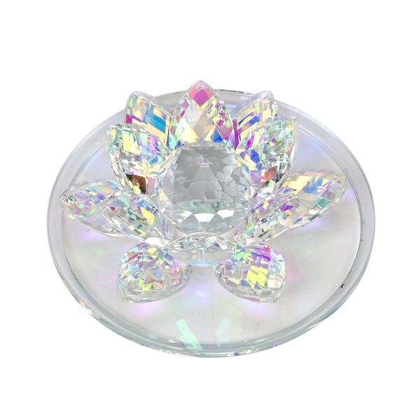 Deko Vorratsglas aus Kristallglas mit Lotusblüte Deckel, blau image number 9