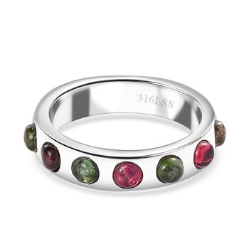 Mehrfarbiger-Turmalin Ring, Edelstahl (Gr&ouml;&szlig;e 16.00) ca. 0.84 ct