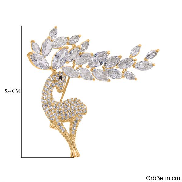 Weißer Zirkonia, Schwarzer Zirkonia Brosche Messing image number 5