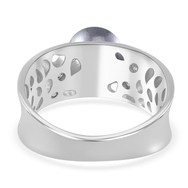 Tahiti Muschelkernperle, Moissanit Ring 925 Silber vergoldet (Gr&ouml;&szlig;e 21.00) image number 4