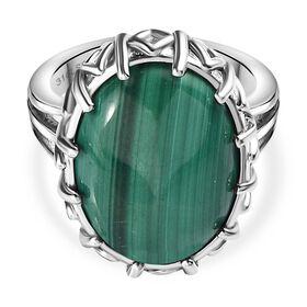Malachit Ring, Edelstahl, (Größe 19.00) ca. 12.45 ct