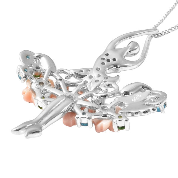 JARDIN-KOLLEKTION - rosa Perlmutt und mehrfarbiger Edelstein-Anhänger mit Kette, ca. 45 cm, 925 Silber rhodiniert ca. 2,47 ct image number 5