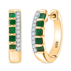 Smaragd und Moissanit Ohrringe - 0,68 ct.