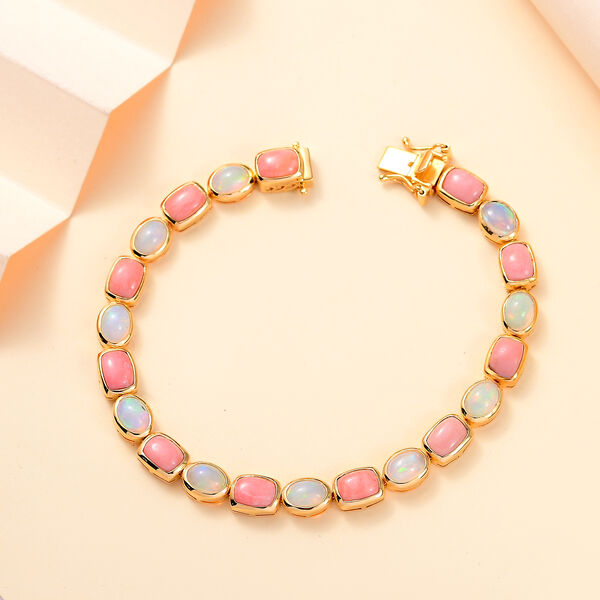 AAA Pfirsich Opal und natürliches, äthiopisches Welo Opal-Armband image number 8