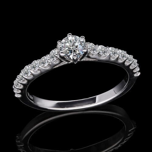 LUXORO IGI zertifizierter SI-GH Labor Diamant Ring in 585 Weißgold - 1 ct. image number 2
