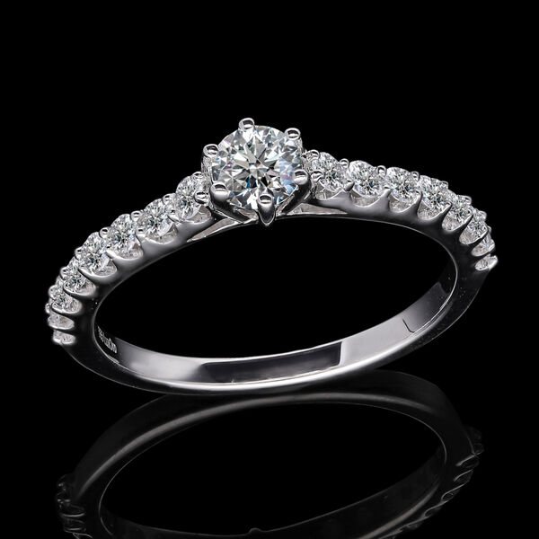 LUXORO IGI zertifizierter SI-GH Labor Diamant Ring in 585 Wei&szlig;gold - 1 ct. image number 2