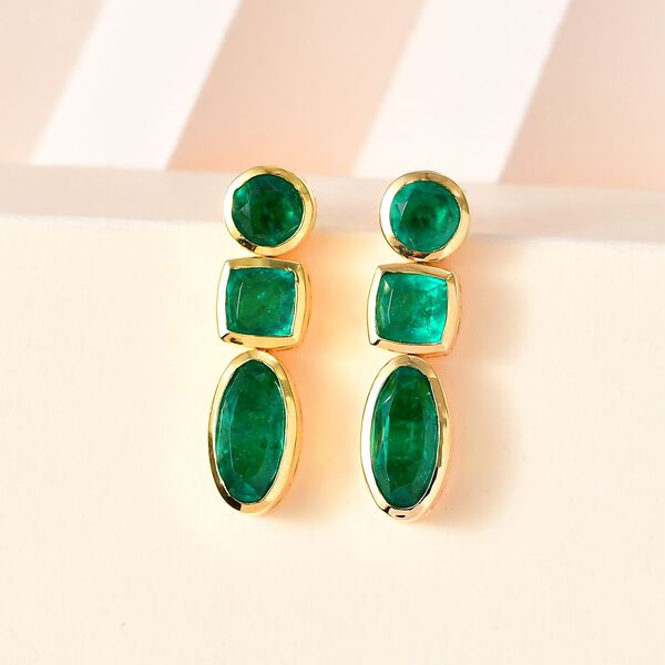 Smaragd Triplett Quarz Ohrringe - 9,48 ct. image number 2