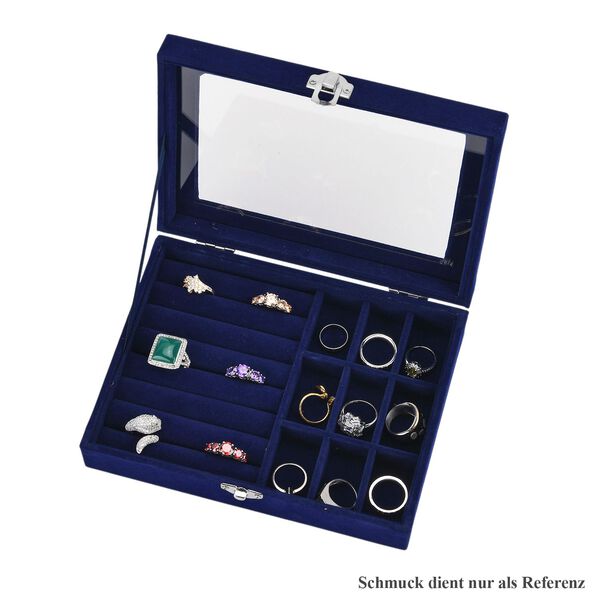 Elegante Schmuckbox aus edlem Samt mit Glasdeckel, 20x15x5 cm, Weinrot image number 5
