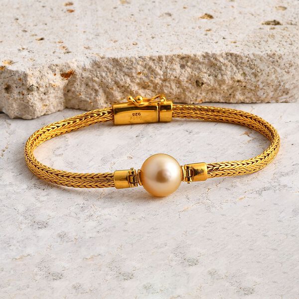 D'Joy Royal Bali - AAA goldenes S&uuml;dseeperle und Labor Diamant Tulang Naga-Armband image number 1