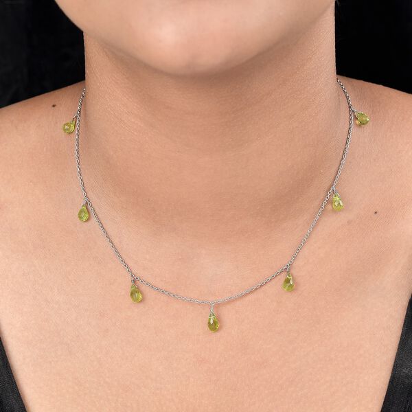 Peridot Halskette 50 cm 925 Silber platiniert ca. 10,00 ct image number 3