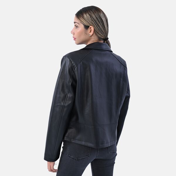 LA MAREY: Jacke aus Kunstleder, Schwarz  image number 1