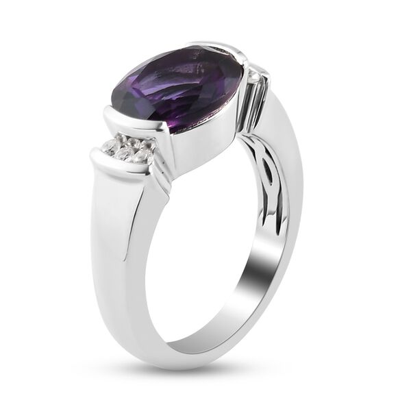 AAA Marokkanischer Amethyst und Zirkon Ring 925 Silber Platin-Überzug image number 4