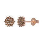 Natürliche Champagner Diamant Ohrstecker, 925 Silber Roségold Vermeil ca. 0.25 ct