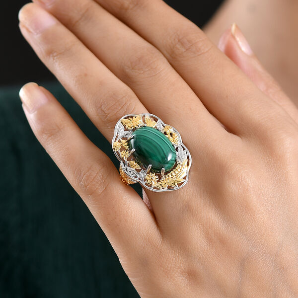 EVER TRUE AA Malachit Ring Nickelfreies Messing Zweifarbige Beschichtung (Gr&ouml;&szlig;e 18.00) ca. 14,97 ct image number 2