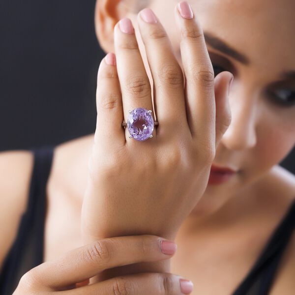 Rose De France Amethyst Ring, 925 Silber platiniert (Gr&ouml;&szlig;e 17.00) ca. 15,00 ct image number 3