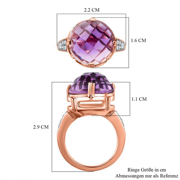 AA Rose De France Amethyst, Weißer Zirkon Ring, 925 Silber rosévergoldet (Größe 18.00) ca. 9.05 ct image number 6