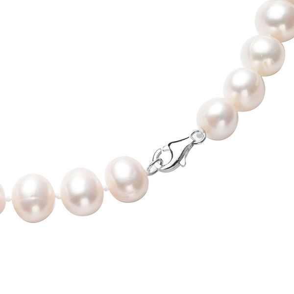Wei&szlig;e S&uuml;&szlig;wasserzucht Perle Halskette ca. 50 cm 925 Silber rhodiniert image number 3