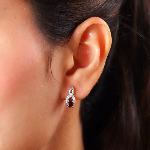 Anthill Granat und Zirkon Ohrh&auml;nger 925 Silber platiniert ca. 1,06 ct&nbsp; image number 3