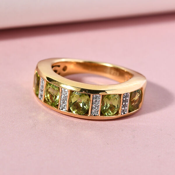 Natürlicher Peridot und Zirkon-Ring, 925 Silber vergoldet  ca. 2,07 ct image number 2