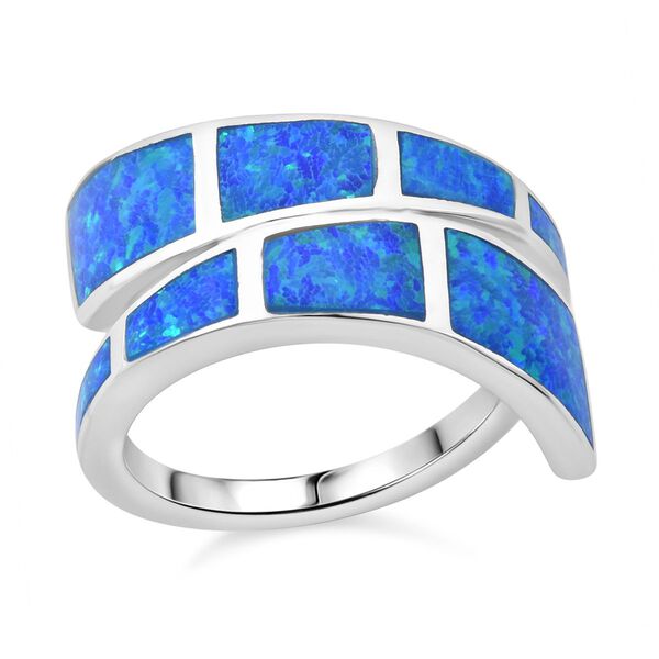Simulierter blauer Opal Bypass Ring image number 3