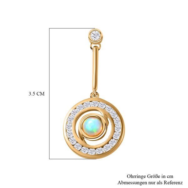 AA Natürlicher, äthiopischer Welo Opal, Weißer Zirkon Ohrringe 925 Silber 750 Gelbgold Vermeil ca. 2,15 ct. image number 7