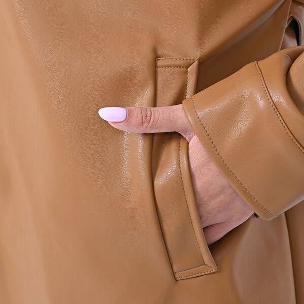 LA MAREY: Kunstleder Mantel, Gr&ouml;&szlig;e M, Kamel image number 6