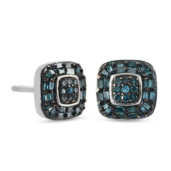 Blauer Diamant Ohrstecker 925 Silber platiniert ca. 0,33 ct image number 4