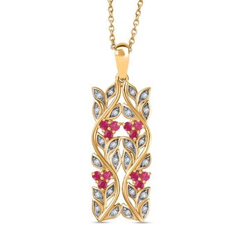 ALLORO AA afrikanischer Rubin und Zirkon-Anh&auml;nger mit 45cm Kette - 0,88 ct.