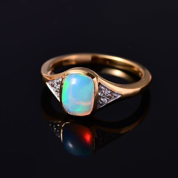 Natürlicher, äthiopischer Welo Opal und Zirkon-Ring - 1,04 ct. image number 2