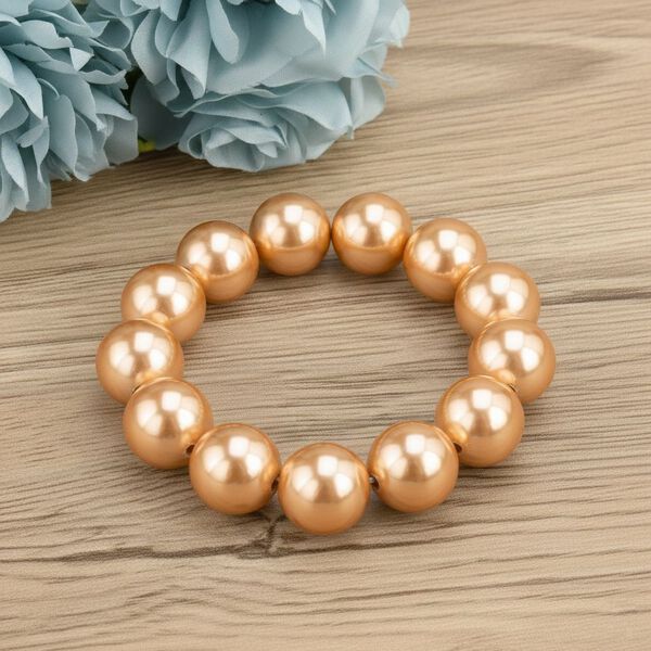 Flexibles goldenes Muschelkernperle Armband image number 2