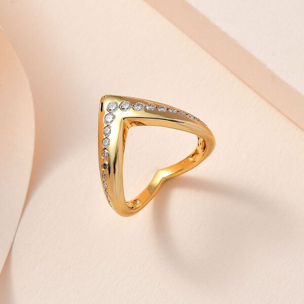 Moissanit Ring 925 Silber Gelbgold Vermeil (Gr&ouml;&szlig;e 17.00) ca. 0,55 ct image number 2