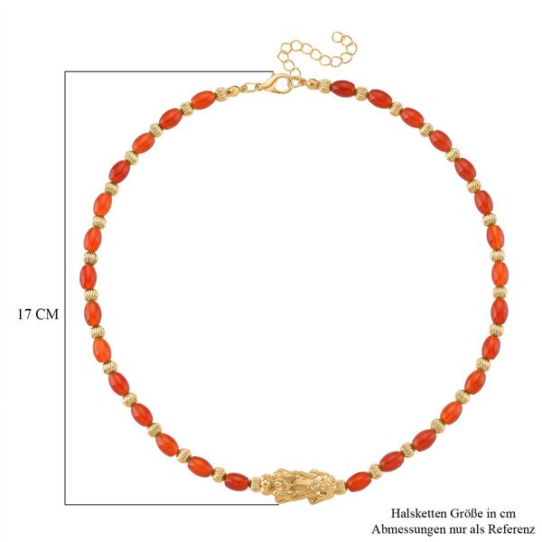 Roter Achat Pixiu Halskette, ca. 45cm + 5cm extender, gelb vergoldet ca. 50.00 ct image number 6