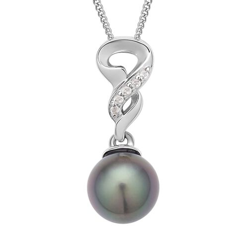 Tahiti Perle und Zirkon-Anhänger mit Kette, 45 cm image number 0