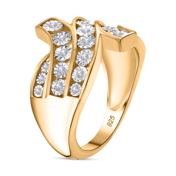 Wei&szlig;er Diamant-Ring, 925 Silber 750 Gelbgold Vermeil - 0,14 ct. image number 5