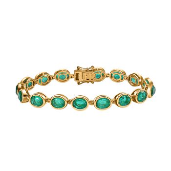 Smaragd-Triplette-Quarz Armband ca. 19 cm 925 Silber vergoldet ca. 24.86 ct