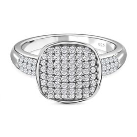 Weißer Diamant Ring, 925 Silber platiniert (Größe 19.00) ca. 0.50 ct