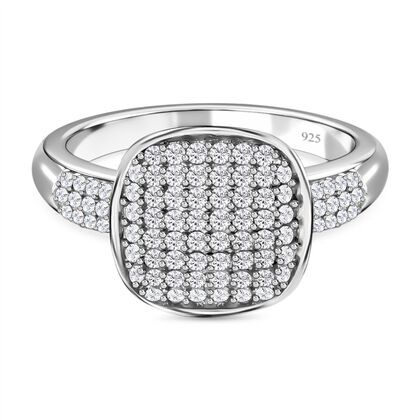 Wei&szlig;er Diamant Ring, 925 Silber platiniert (Gr&ouml;&szlig;e 19.00) ca. 0.50 ct