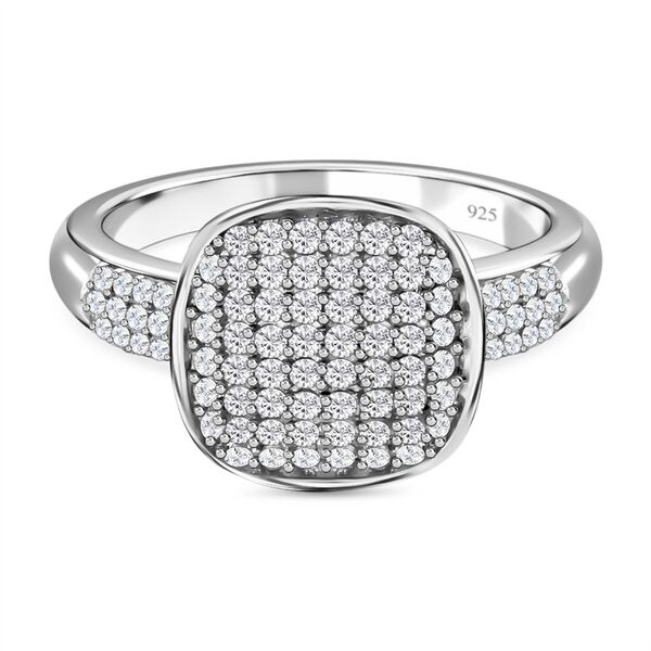 Wei&szlig;er Diamant Ring, 925 Silber platiniert (Gr&ouml;&szlig;e 19.00) ca. 0.50 ct