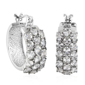 Wei&szlig;e Zirkonia-Creolen, Edelstahl ca. 8,96 ct