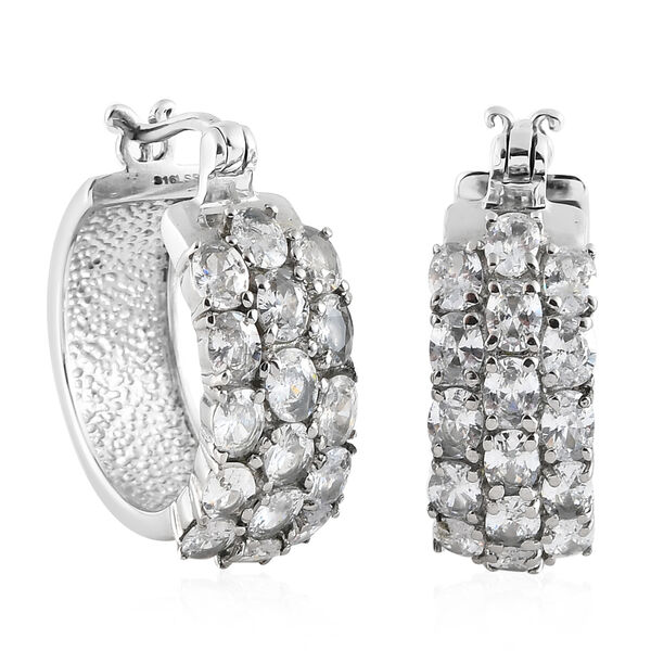 Wei&szlig;e Zirkonia-Creolen, Edelstahl ca. 8,96 ct